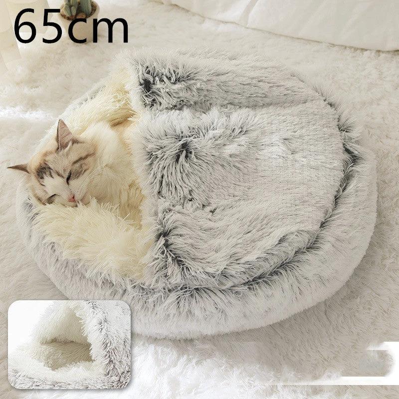 2 In 1 Dog And Cat Bed Pet Winter Bed Round Plush Warm Bed House Soft Long Plush Pets Bed Pet Products by GJG Denim