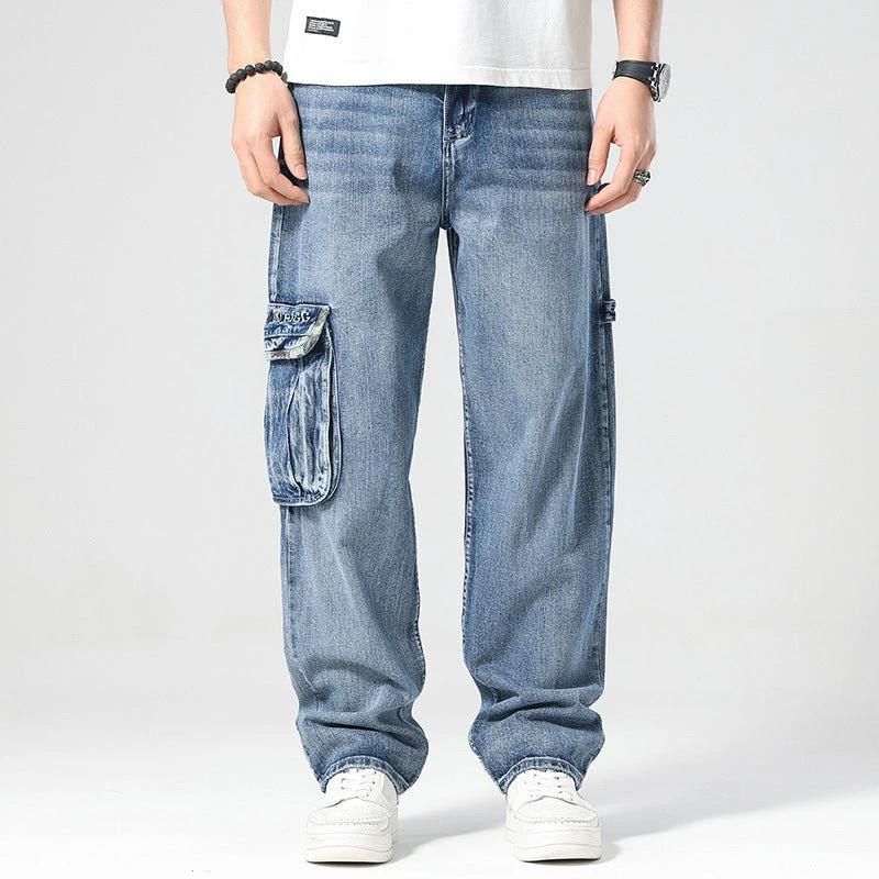 Men's Nostalgic Retro Multi-pocket Jeans by GJG Denim