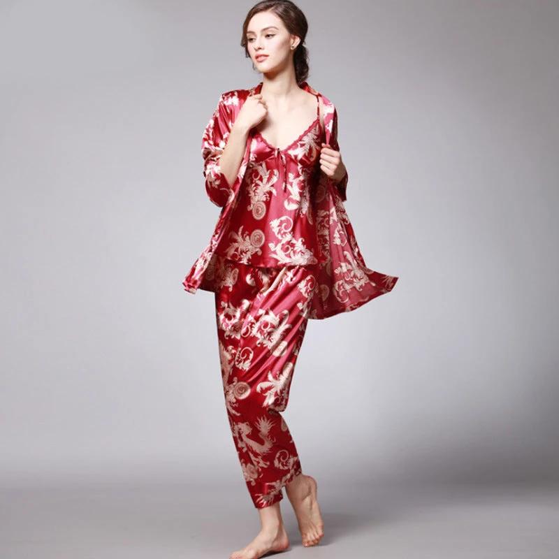 Three-piece silk pajamas for women by GJG Denim