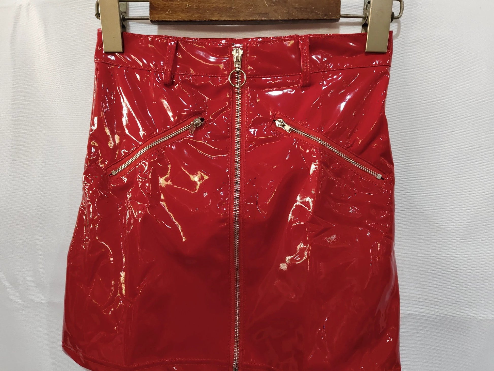 Bright PVC Patent Leather Hip Skirt by GJG Denim