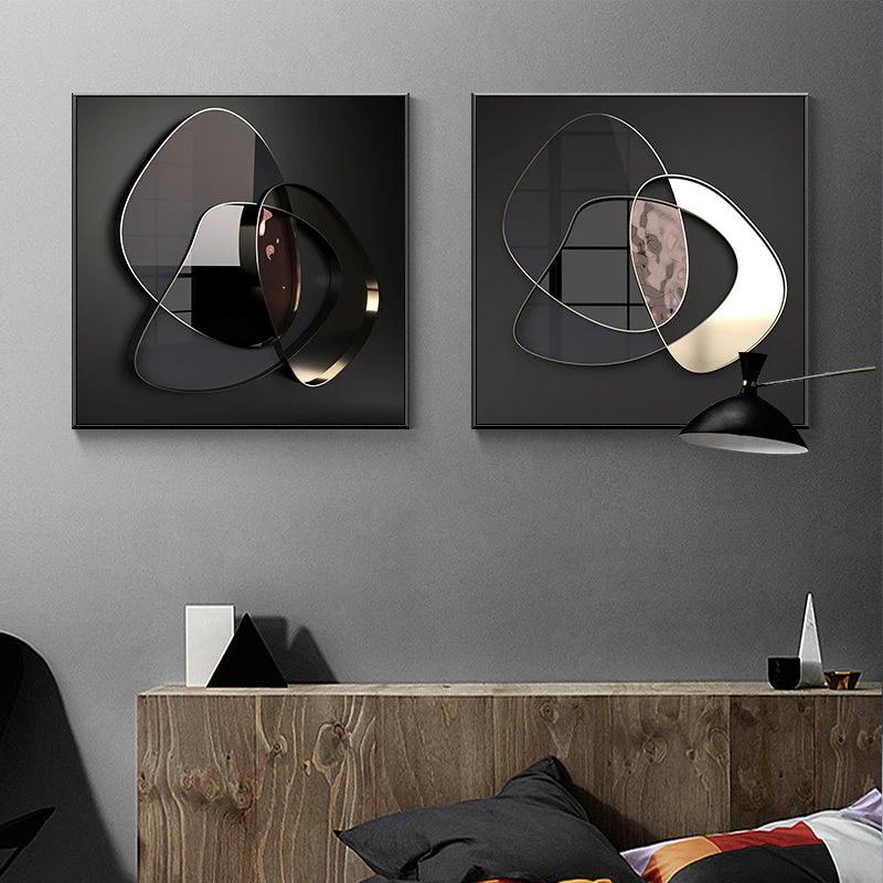 Modern Abstract 3D Metal Wall Art Canvas Painting by GJG Denim
