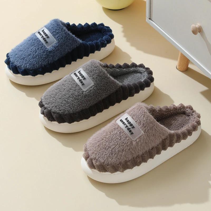 Men's Thick-soled Fleece Slip On Slippers by GJG Denim