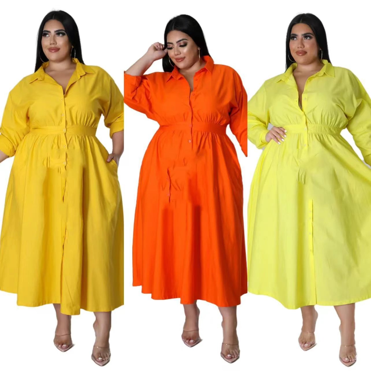 Fashion Plus Size Women's dress long V-neck by GJG Denim
