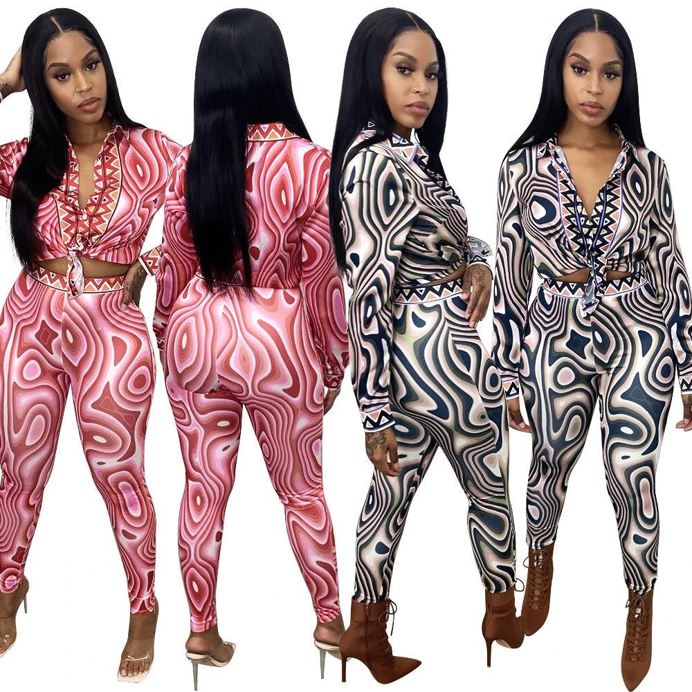 Printed Long Sleeve Matching Set by GJG Denim