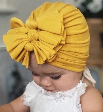 Pleated bowknot baby hat by GJG Denim