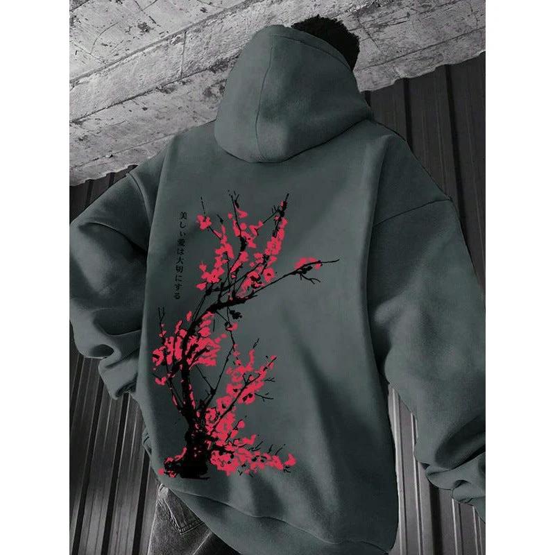 Men's Casual Printed Loose-fitting Hooded Sweatshirt by GJG Denim