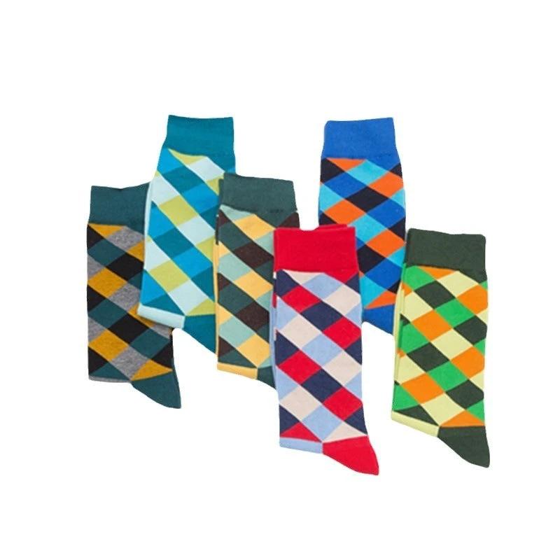 Men's Color Diamond Lattice Socks by GJG Denim