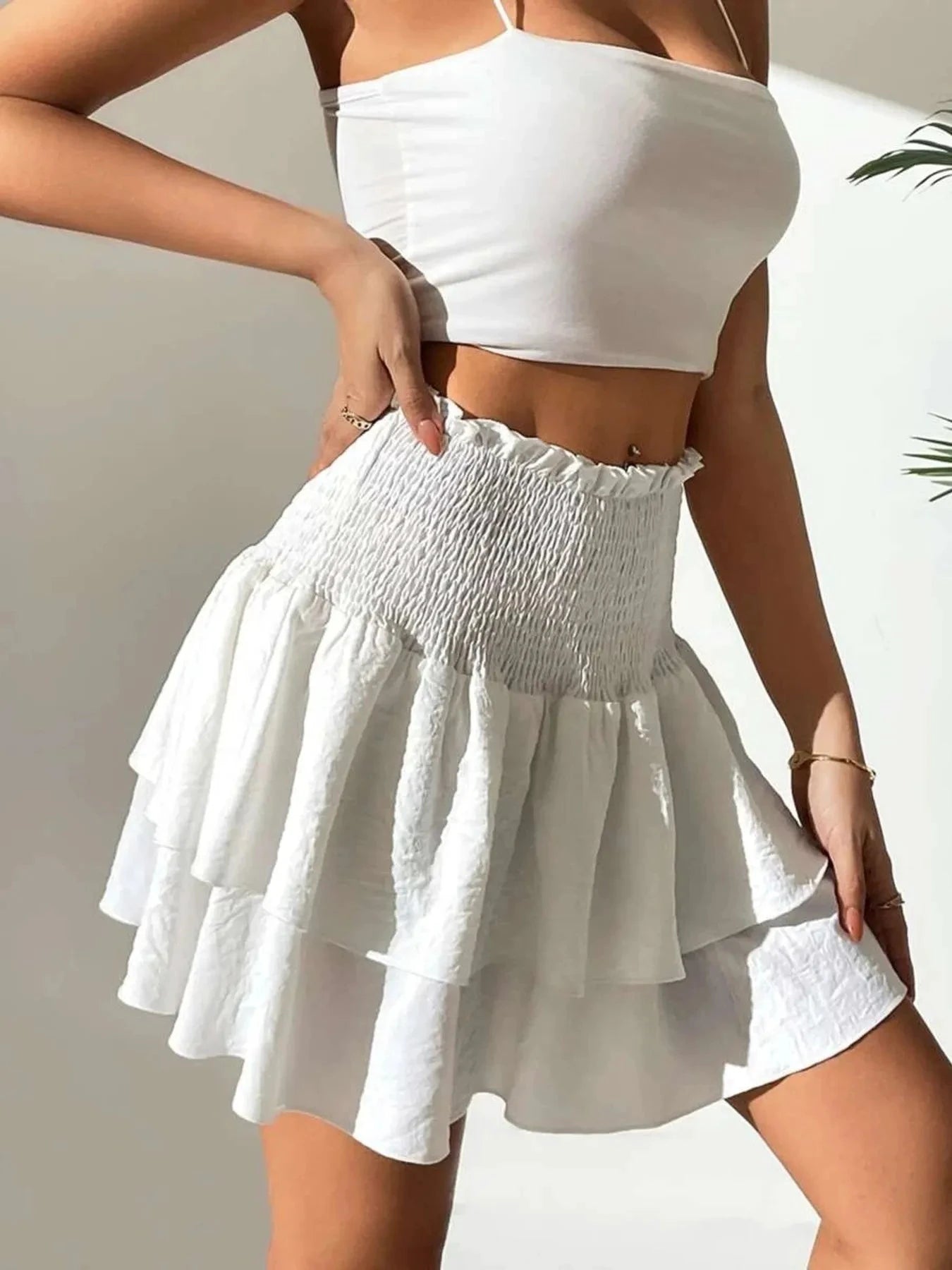 Smocked Layered Mini Skirt by Lady Ros