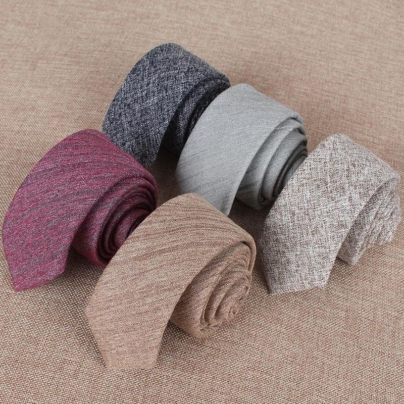 Solid Color Narrow Cotton Men's 6cm Tie by GJG Denim