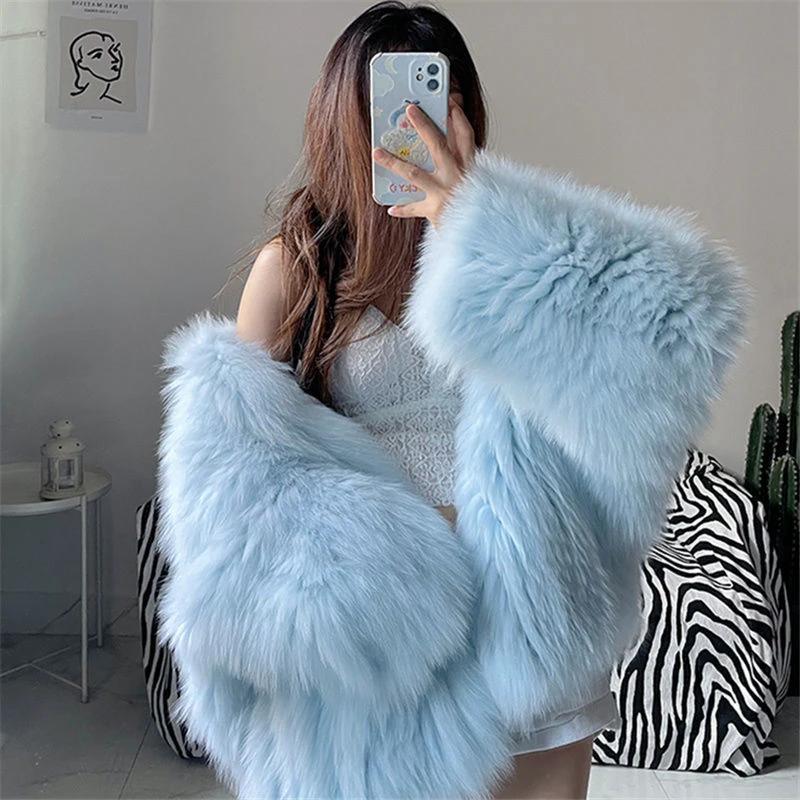 Fashion Long Sleeve Fluffy Coat Women by GJG Denim