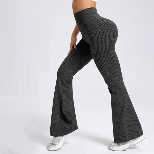 High-waisted Butt-lifting Printed Flared Athletic Pants by GJG Denim