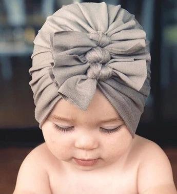 Pleated bowknot baby hat by GJG Denim