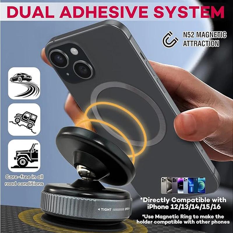Car Phone Holder, Upgraded 360Adjustable Vacuum Suction 20X Magnets by GJG Denim