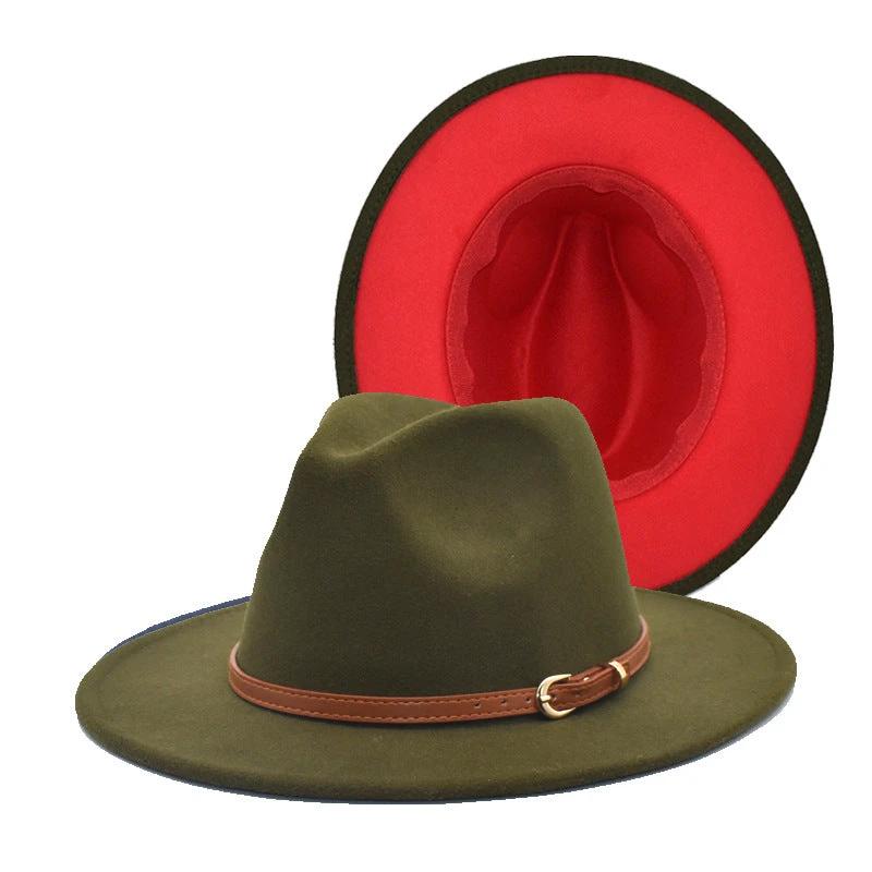 Men's Wool Double-sided Color Matching Jazz Hat by GJG Denim