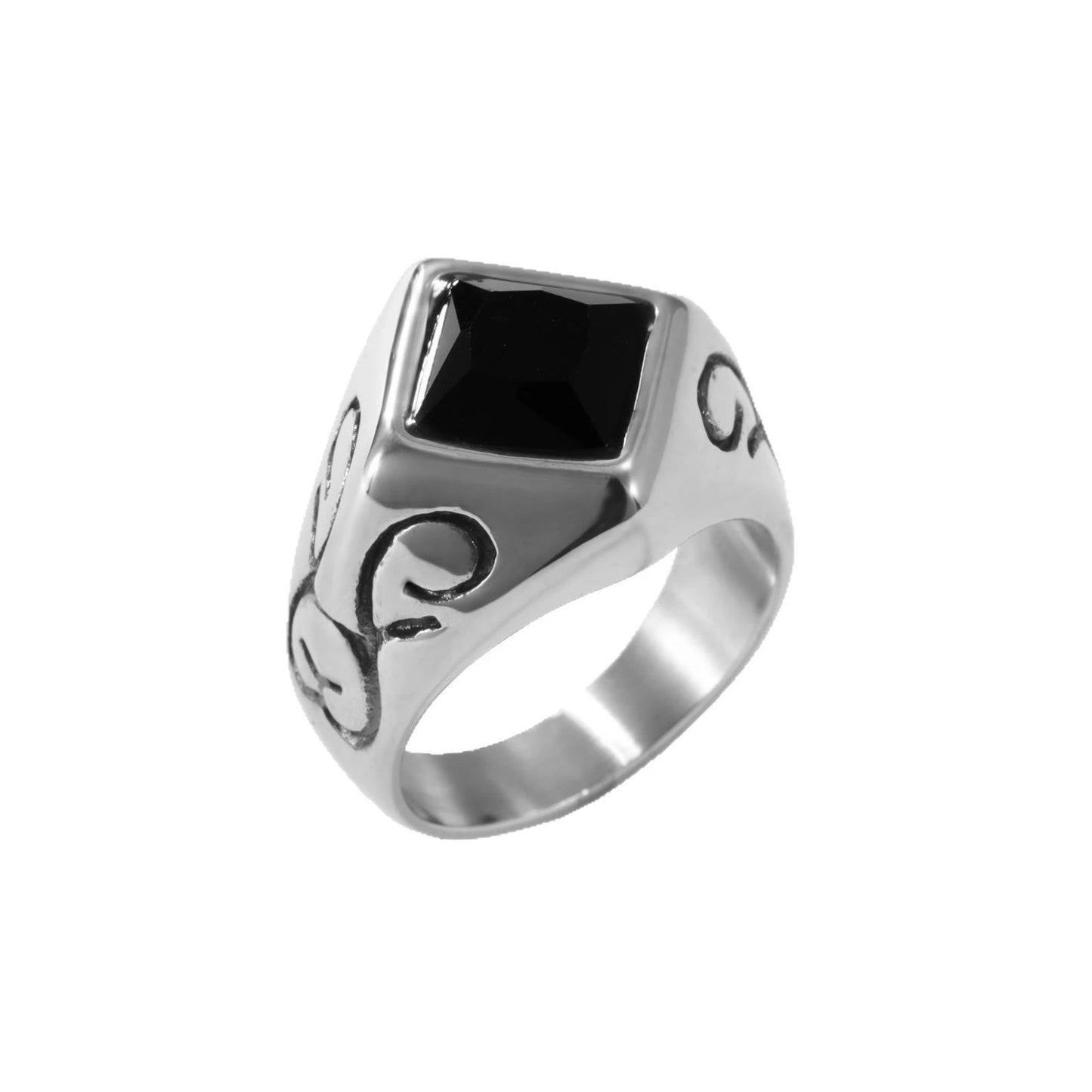 Square Twisted Ring Titanium Steel Ring For Men by GJG Denim