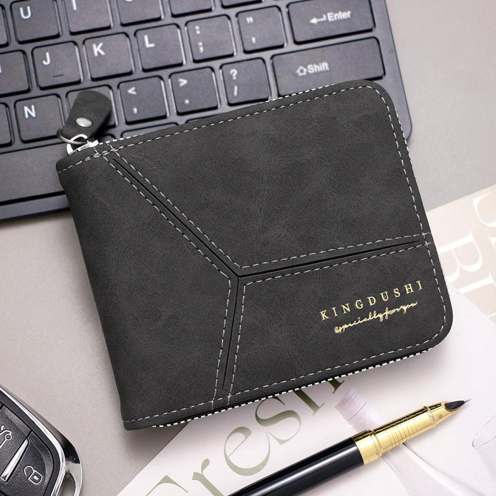 Matte Stitching Men's Short Wallet Multiple Card Slots by GJG Denim