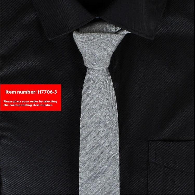 Solid Color Narrow Cotton Men's 6cm Tie by GJG Denim