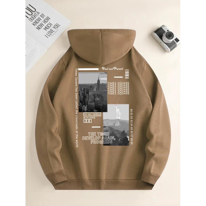 Men's Fashion Hooded Casual Daily Drawstring Sweater by GJG Denim