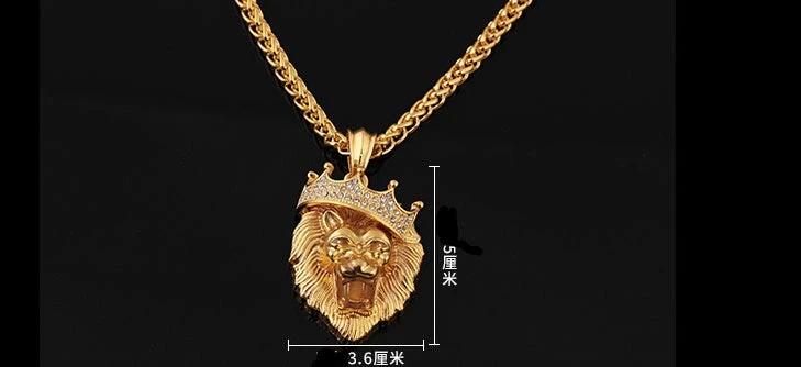 Silver and Gold Plated Crown Lion Luminous Necklace by GJG Denim