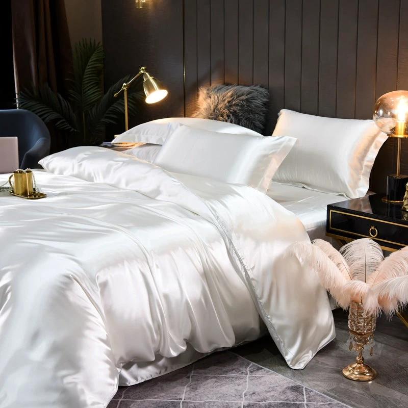 Pure-color Double-sided Silk Quilt Cover Four-piece Set by GJG Denim