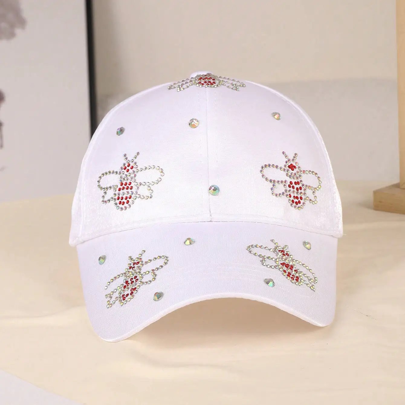 Women's Solid-color Beaded Bee Velvet Soft Sun-protective Trendy Baseball Cap, Suitable For Summer Outings And Shopping. by GJG Denim