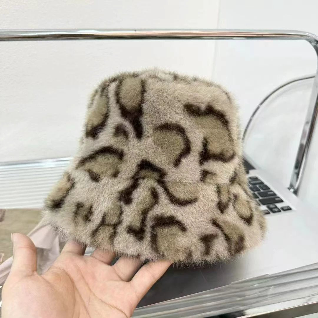 Versatile Faux Mink Fur Warm Cold-proof Windproof Face-flattering Fluffy Bucket Hat by GJG Denim