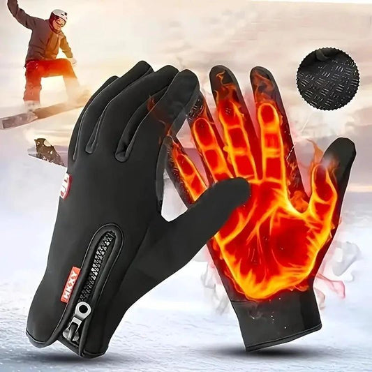 Winter Sports Gloves Men's Non-slip Thick Windproof Finger Warm by GJG Denim