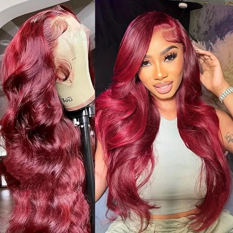 Wine Red Wig Hot Sale Front Lace by GJG Denim