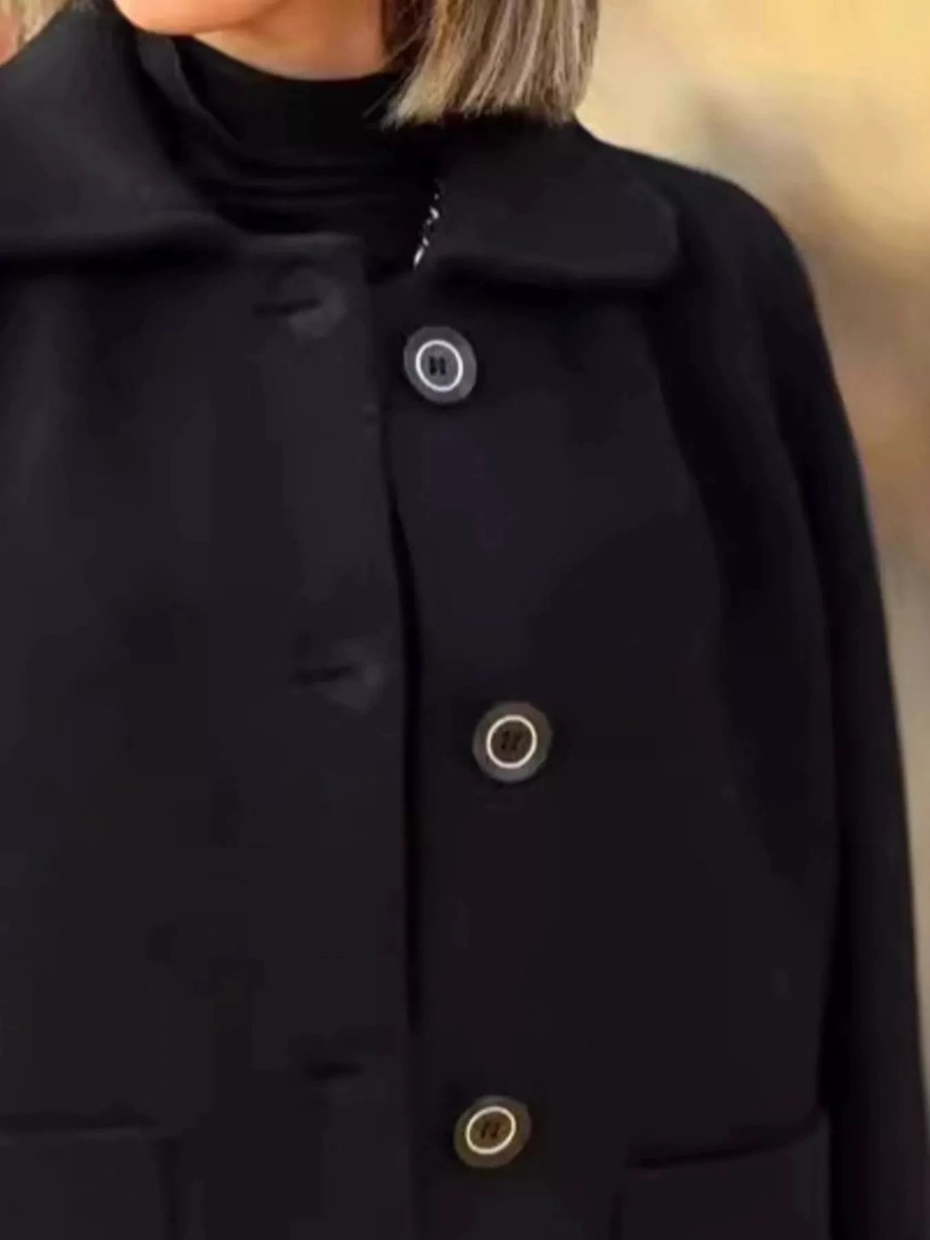Full Size Button-Front Raglan Sleeve Coat Plus Size by Lady Ros