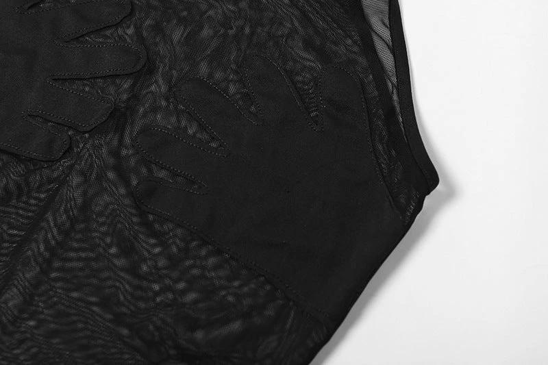 Women's Sheer Mesh Contrast hand Bodysuit by GJG Denim