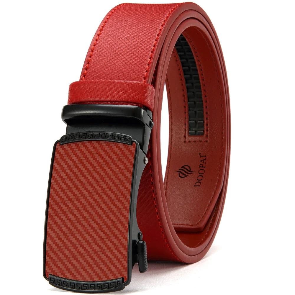 Men's Leather Belt w/ Alloy Automatic Buckle by GJG Denim
