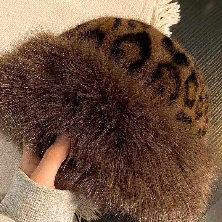 Leopard Print Mongolian Hat For Women by GJG Denim