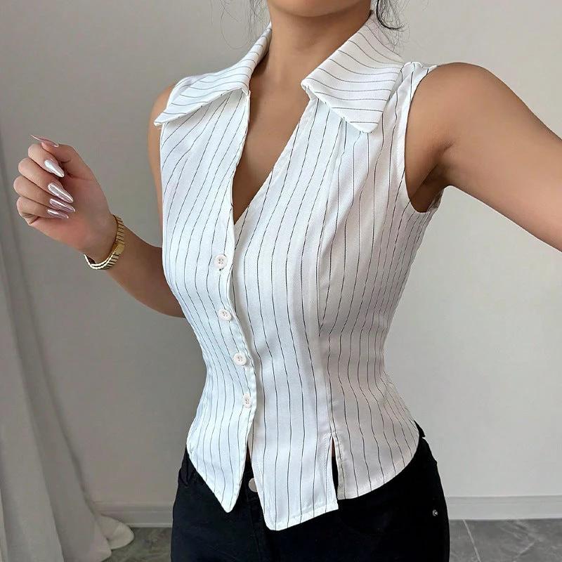 Striped Sleeveless Shirt by GJG Denim