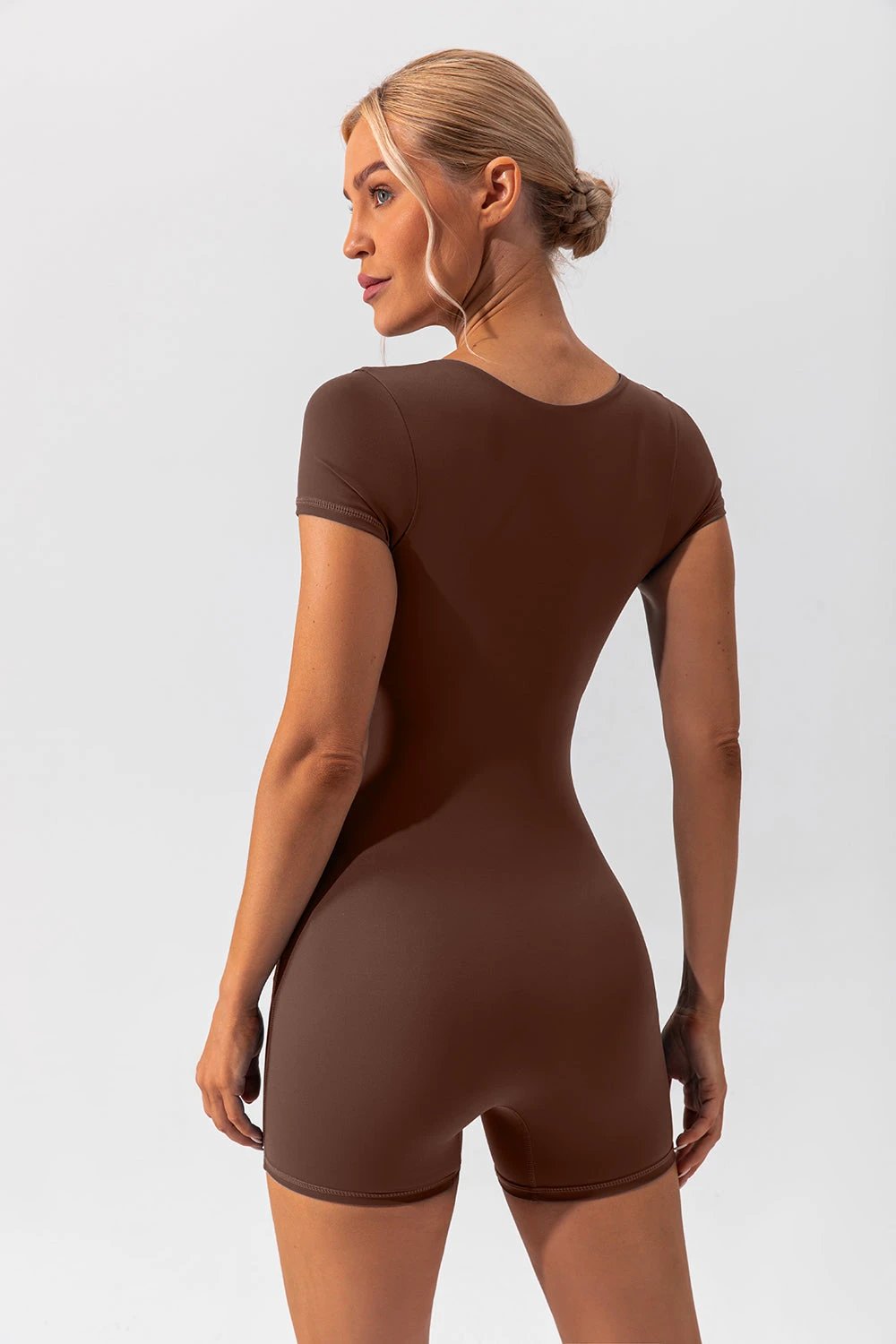 Square Neck Cap Sleeve Active Romper by Lady Ros