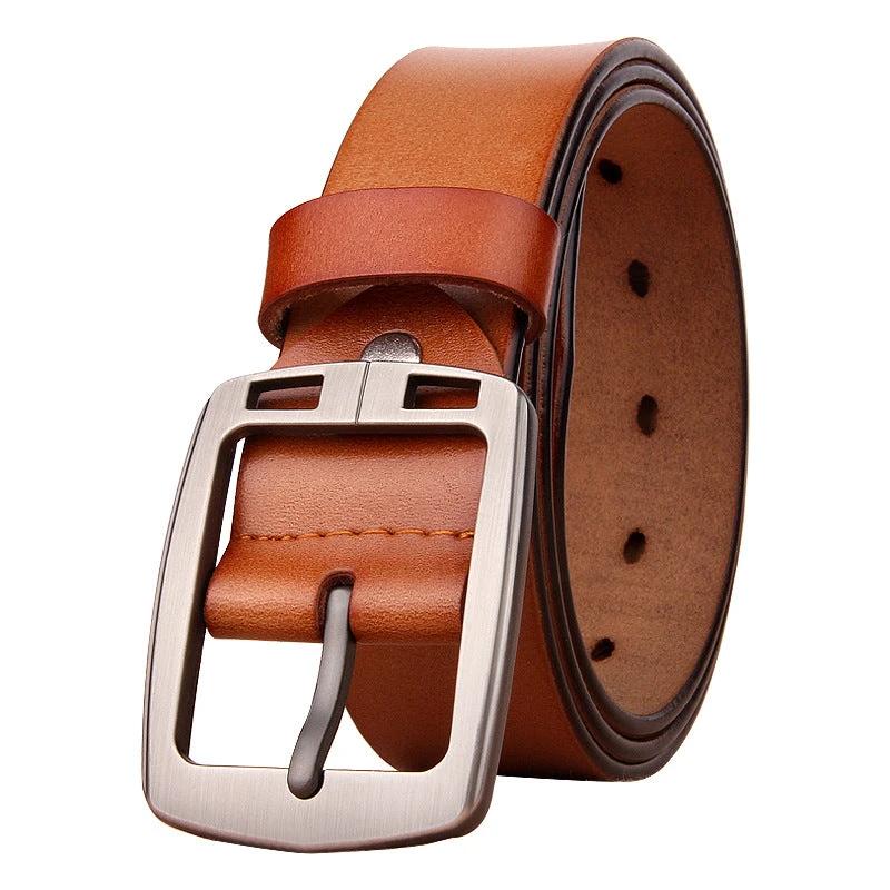 Men's Antique Pin Buckle Cowhide Belt by GJG Denim