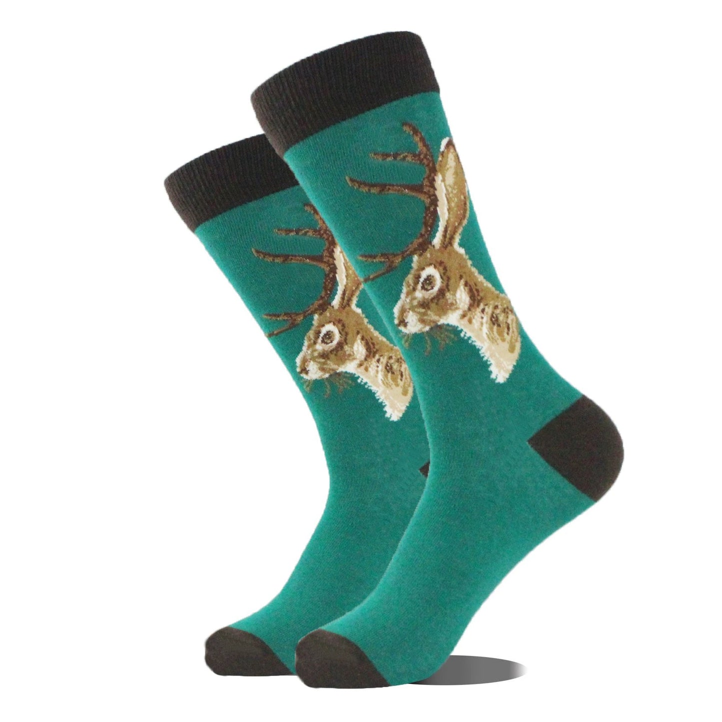 Men's Cartoon Animal Retro Oil Painting Mid-calf Socks by GJG Denim