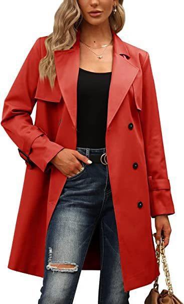European And American Autumn Women's Double Breasted Fashion Casual Trench Coat by GJG Denim