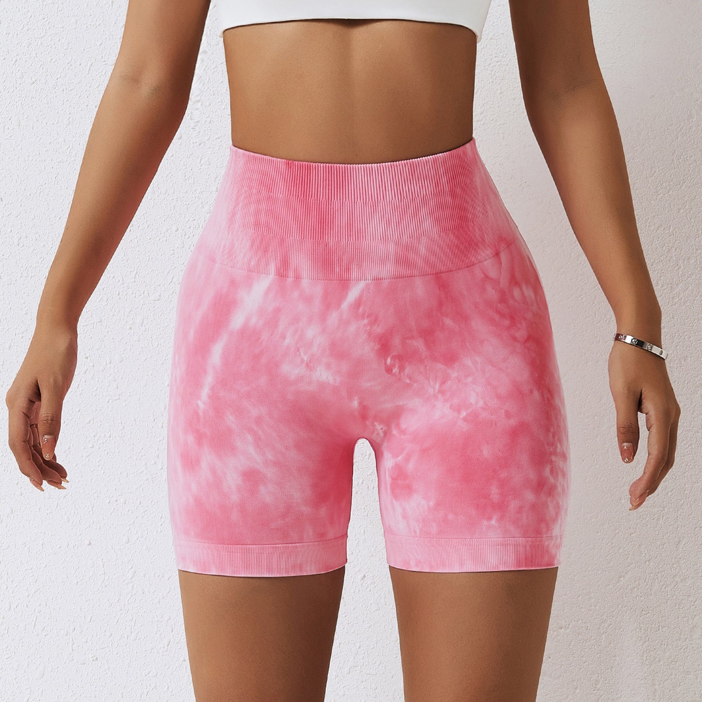 Splash Dyed Seamless Yoga Shorts For Women by GJG Denim