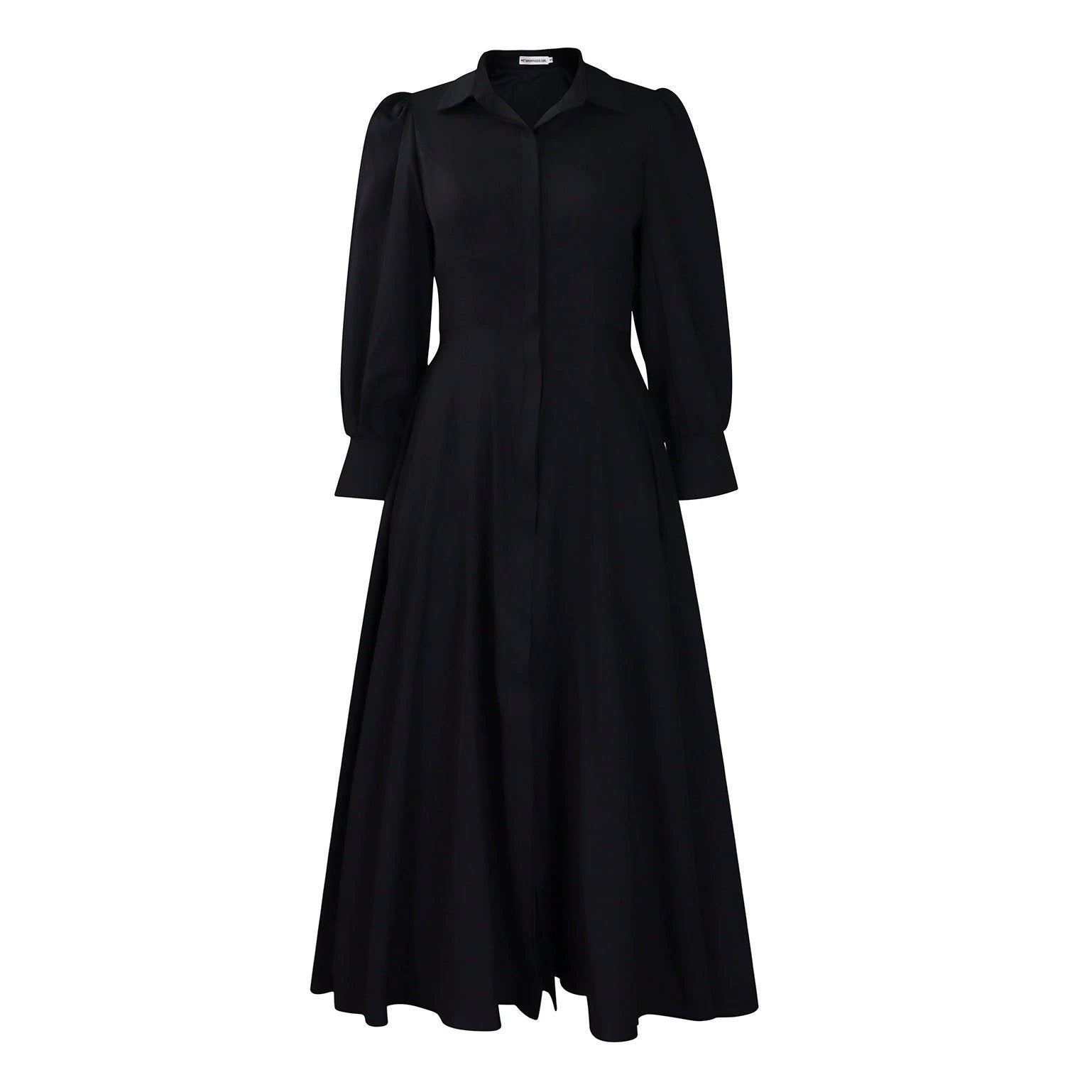 Women's Elegant Long Sleeve Big Hem Shirt Solid Color Dress by GJG Denim