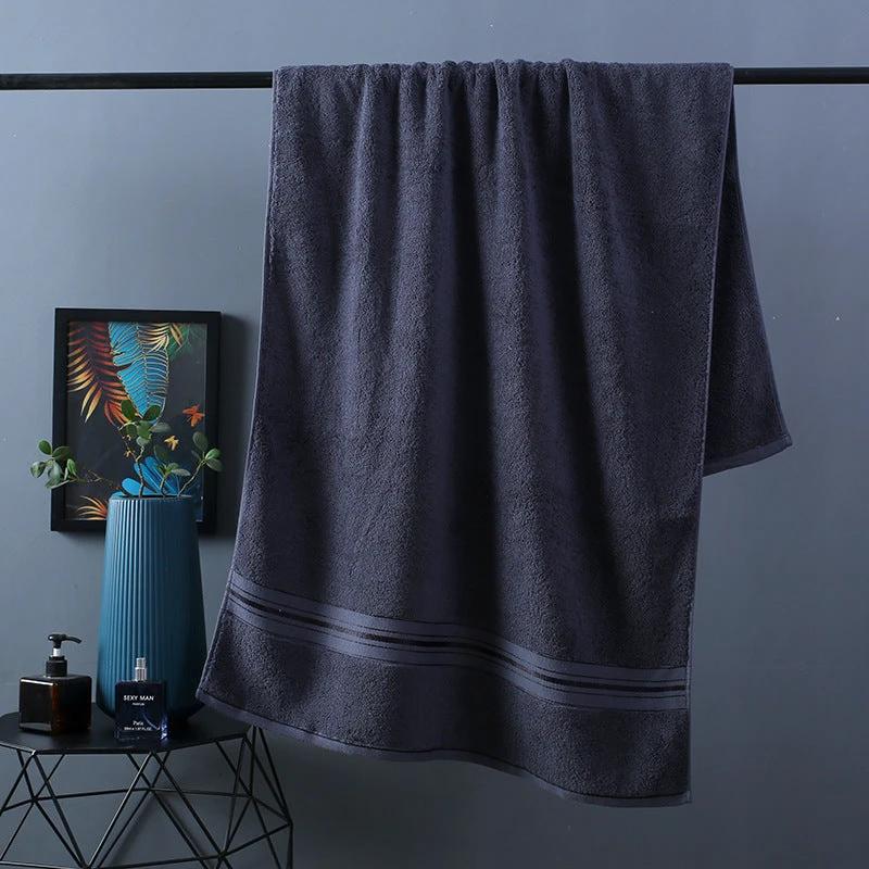 Pure Color Thick Cotton Bath Towel Set Towel Set Increased Pure Cotton Beach Towel Beauty Salon Bath Towel by GJG Denim