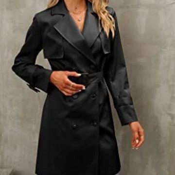 European And American Autumn Women's Double Breasted Fashion Casual Trench Coat by GJG Denim