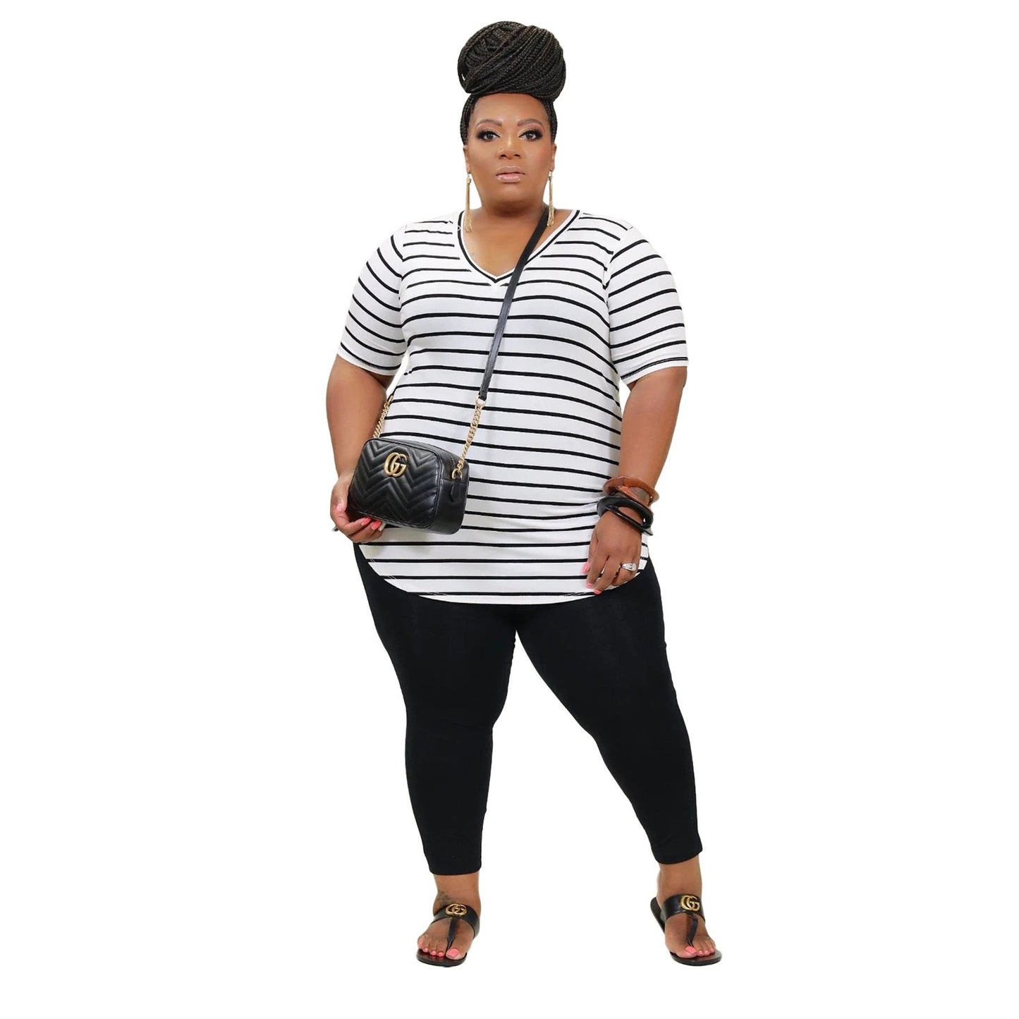 Women's Positioning Plus Size 5X Striped Printed Casual Suit by GJG Denim