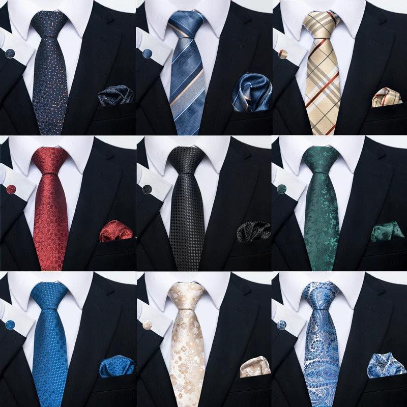 Men's Creative All-match Business Formal Wear Tie Scarf Cufflink Set by GJG Denim