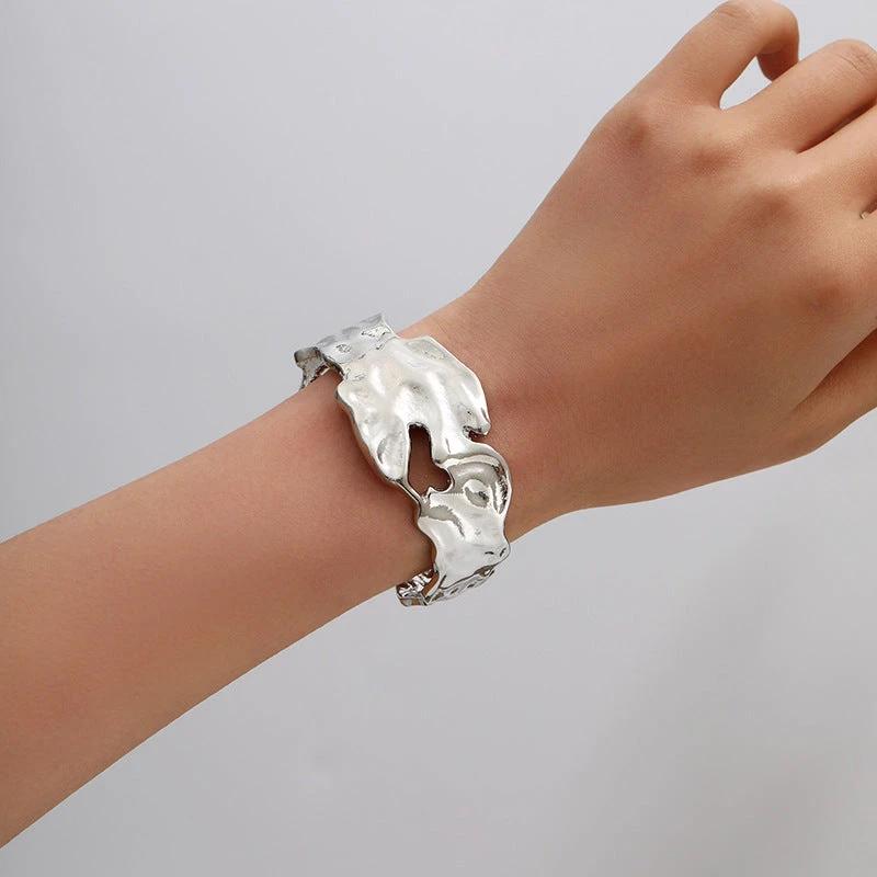 Metal Irregular Lava Bracelet For Women Fashion Special-interest Open-end Polished by GJG Denim