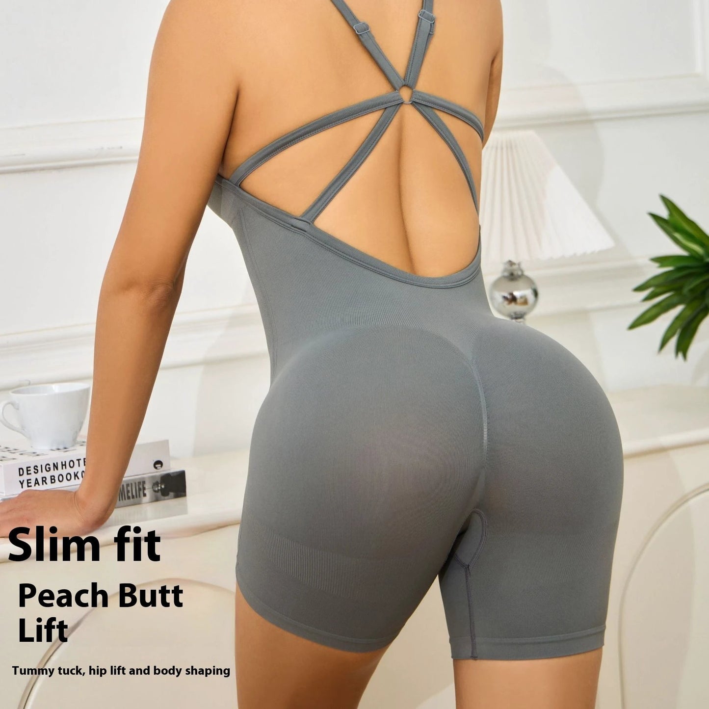 Seamless Workout Beauty Back Yoga romper by GJG Denim