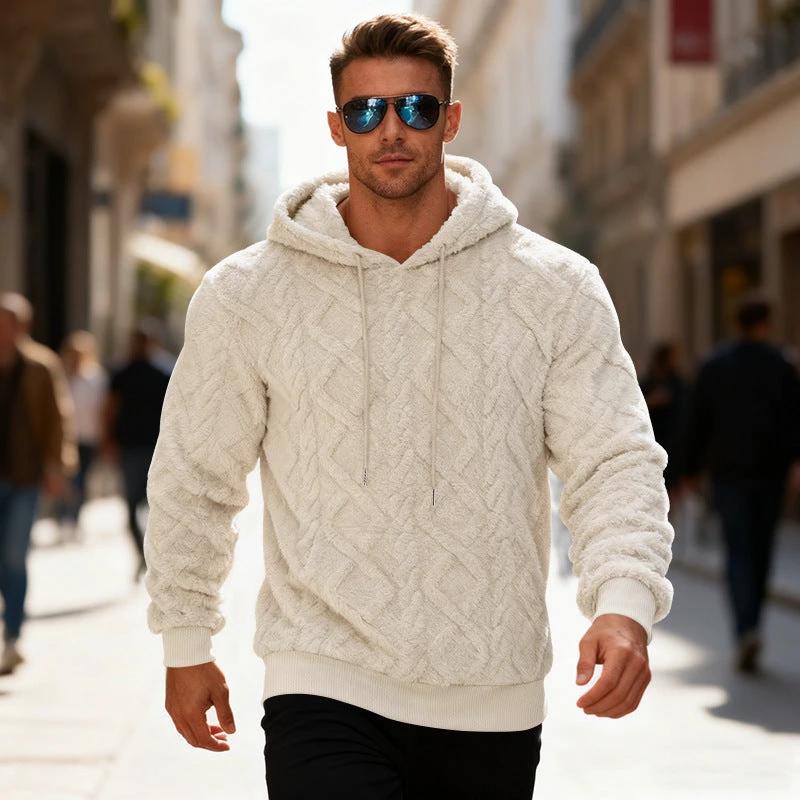 Men's Casual Heavy Double-sided Loose Pullover Hoodie by GJG Denim
