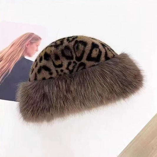 Leopard Print Mongolian Hat For Women by GJG Denim