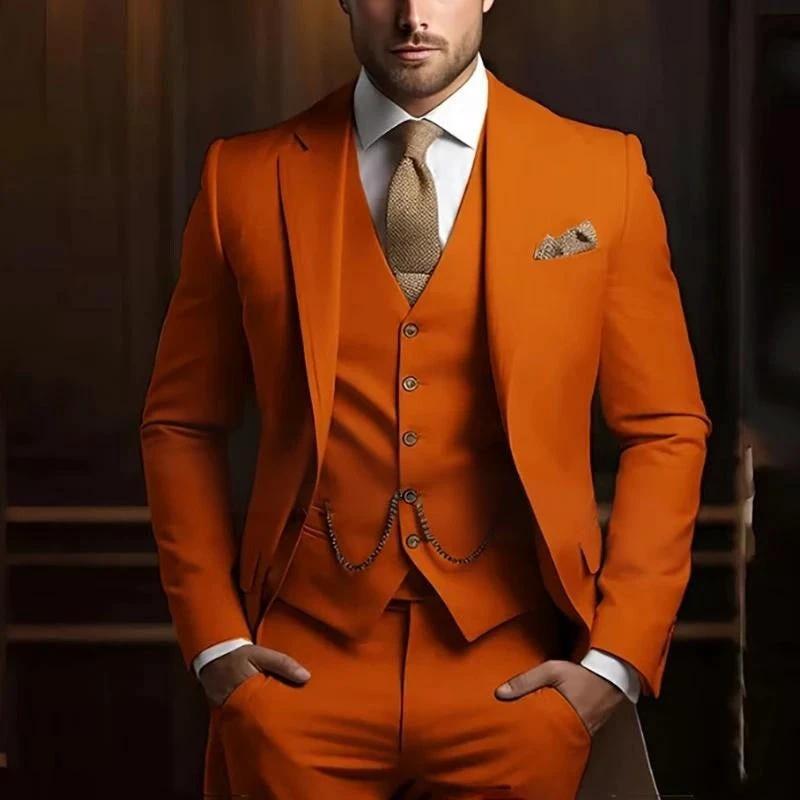 Men's High-grade Gentleman Temperament Slim Three-piece Suit by GJG Denim