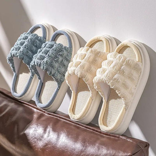 EVA Thick-soled Linen Slippers Women's Mute Soft-soled Slippers by GJG Denim