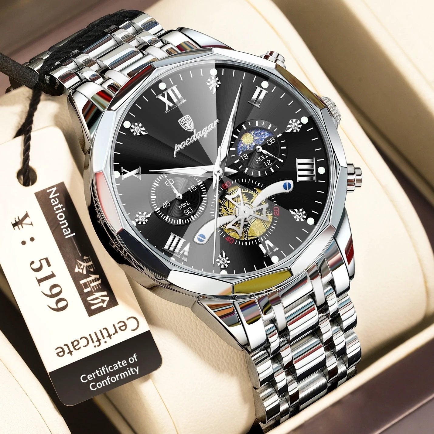 Waterproof Multifunctional Quartz Watch For Men by GJG Denim